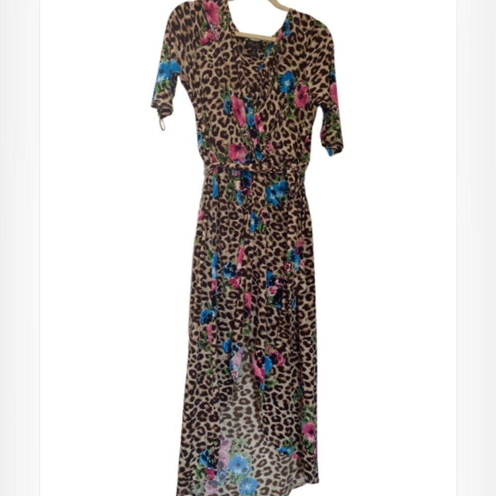 Thalia Sodi Animal Print Midi Bodycon High-Low Dress Size Large NWOT